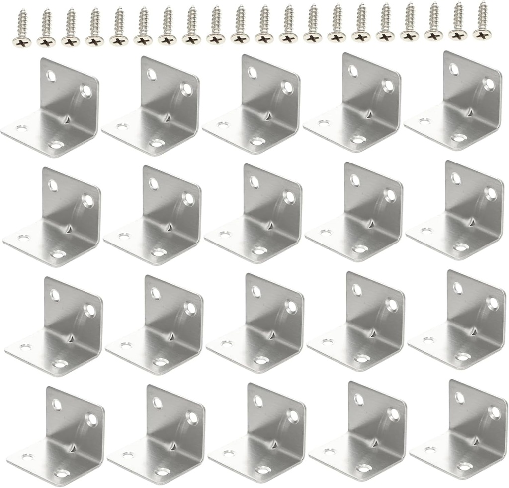 Hemoton 40 Pcs Corner Code Cabinet Corner Braces Metal Brackets Corner for Wood Corner Angle Fitting Kitchen Cabinet Shelves Furniture Accessories Stainless Steel Connector Board