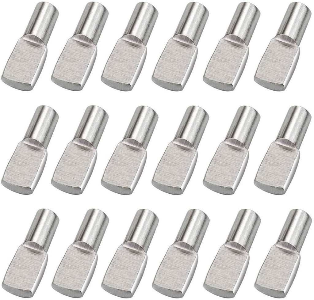 60PCS 5Mm Shelf Support Shelf Pins Kit Nickel Plated Cabinet Furniture Shelf Support Pegs Spoon Shape Shelf Bracket Pegs Perfect for Shelf Holes on Cabinets, Entertainment Centers (60PCS)