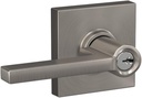 SCHLAGE F51A LAT 619 COL Latitude Lever with Collins Trim Keyed Entry Lock, Satin Nickel