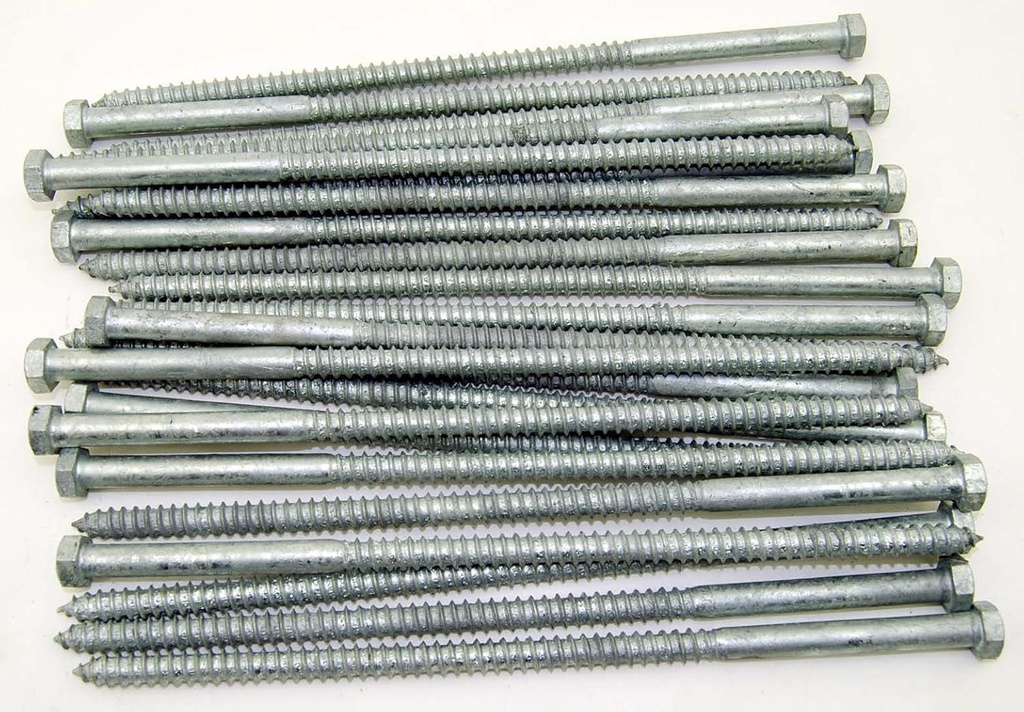 (25) Galvanized Hex Head 3/8 X 10Inches Lag Bolts Wood Screws