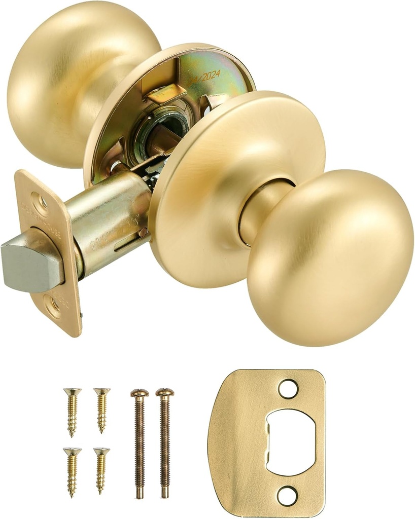 Design House Cambridge Passage Knob, Satin Gold