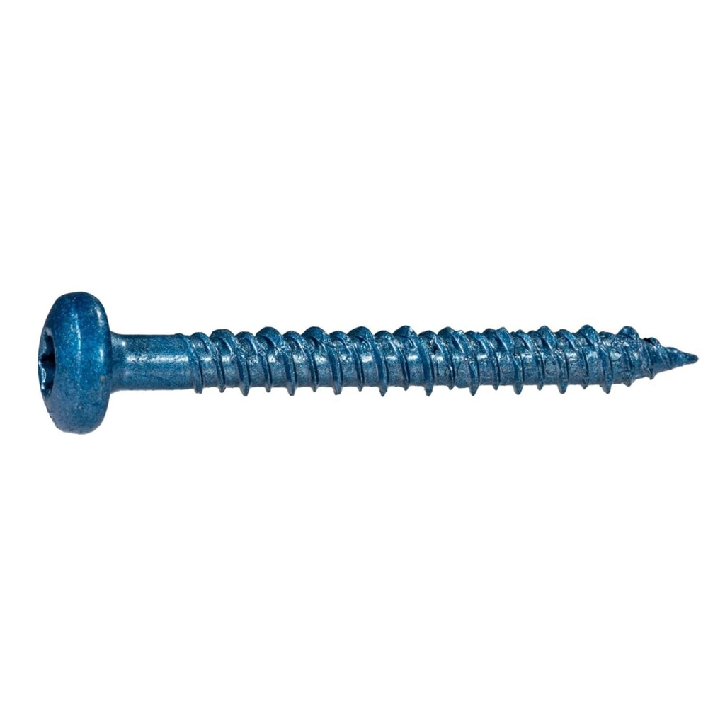 1/4" X 2-1/4" Torquemaster Blue Ruspert Star Drive Pan Head Masonry Screws, 100 Pieces, Concrete Screws, Rust Resistance, for Exterior & Lumber Applications, Durable Alloy Steel