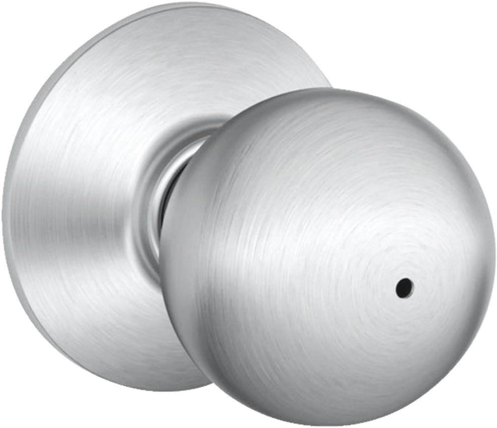 Schlage F40 CSV ORB 626 Commercial Series Orbit Door Knob, Bed & Bath Privacy Lock, Satin Chrome