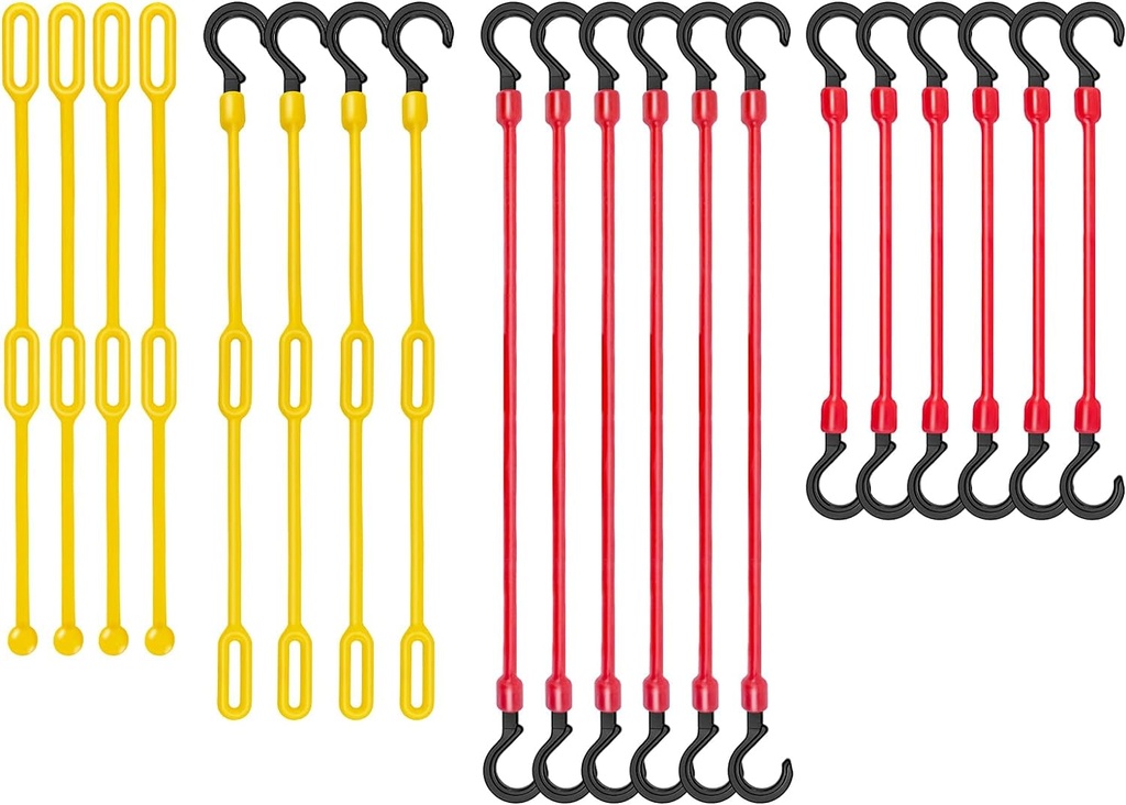 ROBLOCK Heavy Duty Outdoor Rubber Bungee Cords with Hooks, 20 PCS Include 12’’, 15’’, 17’’ and 21.5’’, Bunjee Chords Assorted Sizes with Ball, Bungee Straps for Tarp, Cars, Camping and Trips
