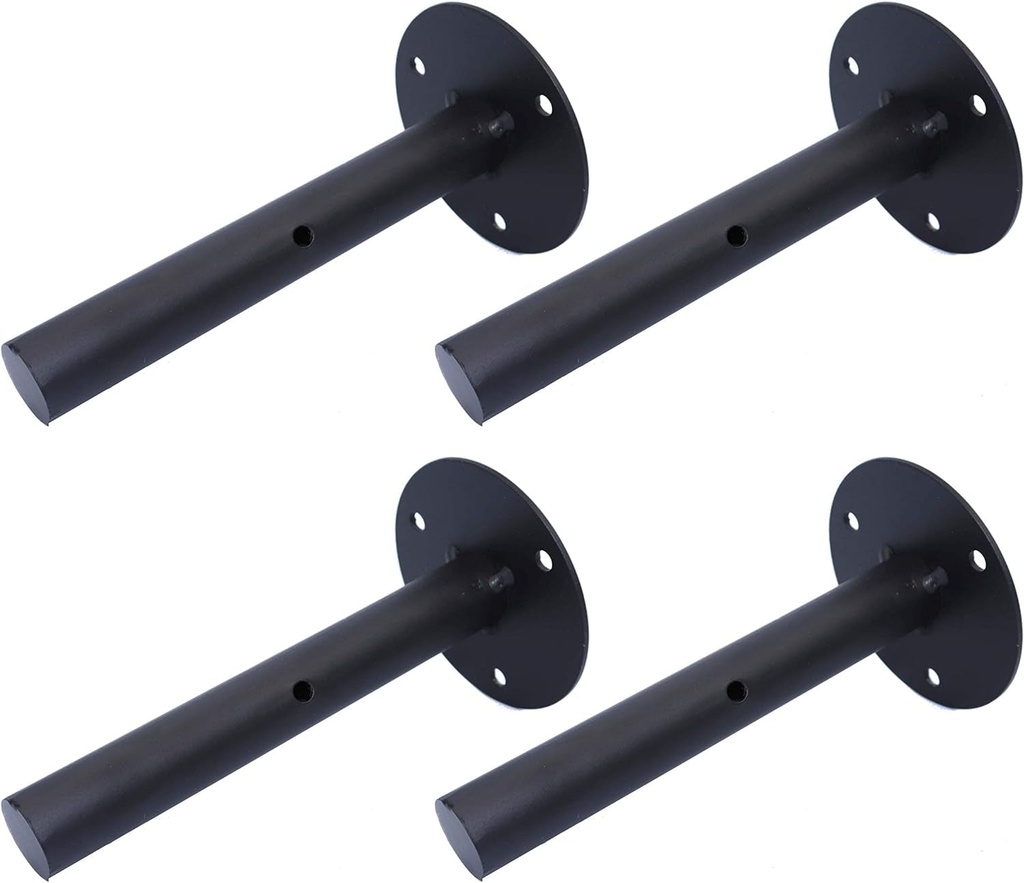 4Pcs Wrought Iron Wall 6Inch round Bracket Bracket Bookshelf Wall Shelf Wall Hanging Partition Bearing Support Shelf Layer Board Support(Black)