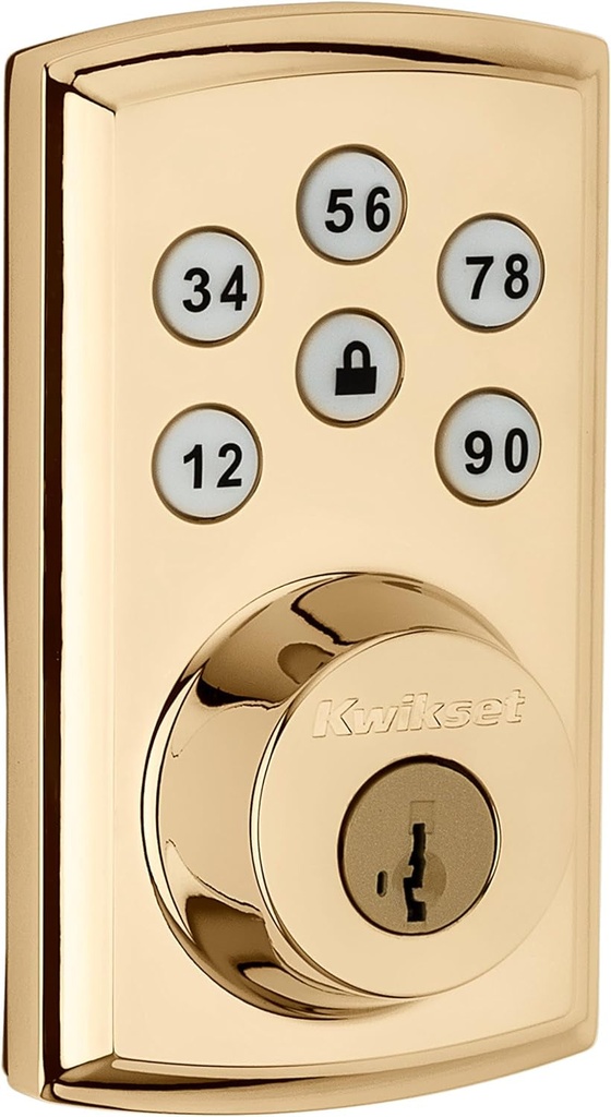 Kwikset 98880-006 Smartcode 888 Smart Lock Touchpad Electronic Deadbolt Door Lock with Z-Wave plus Featuring Smartkey Security in Polished Brass