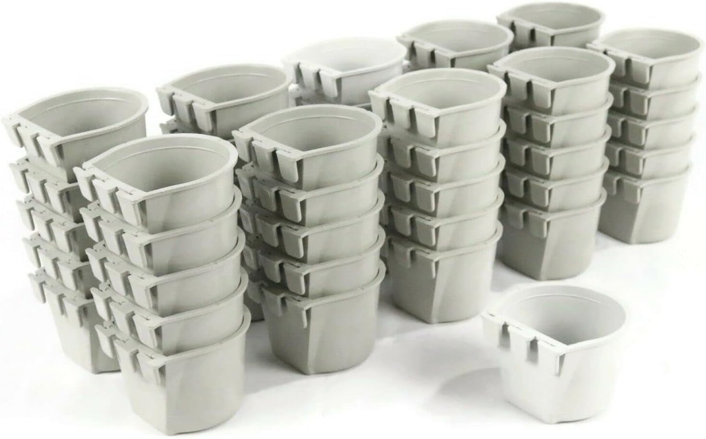 The ROP Shop | (Pack of 50) Gray Cage Cups with Shift Lock Design for Fenced & Caged Animals