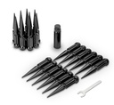 KSP M14X1.5 Large Spike Lug Nuts, 24Pcs Two-Piece Mega Pointy Spiked Lug Nut for Silverado Sierra Ram 1500 F150, 5" Black Spline Bullet Nut for 6 Lug Off-Road Pickup&Truck with 1 Socket