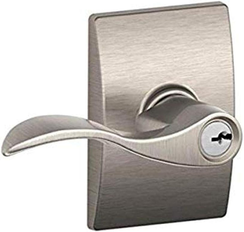 Schlage F51AACC619CEN F51A Accent 619 CEN Century Deco Rose Entry Door Lock, Satin Nickel