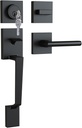 Ohuhu Front Door Lock Set, Heavy Duty Upgraded Front Door Handle Black Locksets with Deadbolt - Entry Exterior Door Handle Sets Single Cylinder Reversible Lever Matte Finish Zinc Alloy Modern Style
