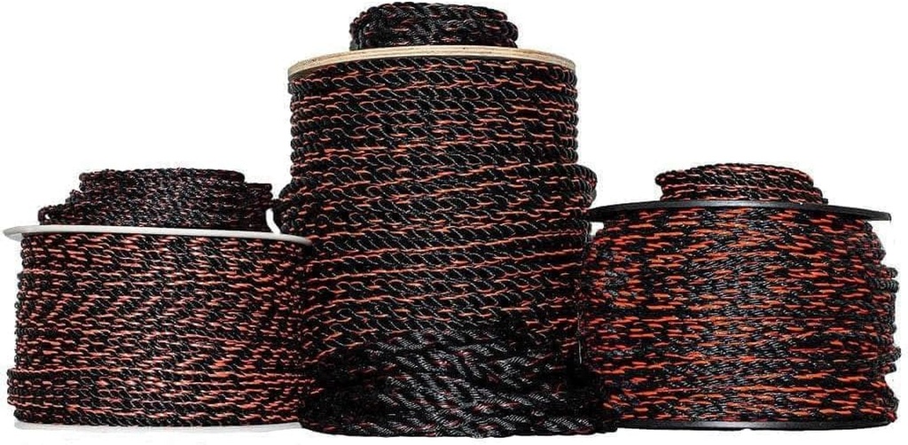 SGT KNOTS California Truck Rope - Twisted Polypropylene Rope for Cargo Straps, Tie-Downs, Gear Bundles, Boating, More (1/2" X 600Ft, Black and Orange)