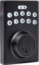 Amazon Basics Electronic Keypad Deadbolt Door Lock with Touch-Control Keyless Entry, Keyed Entry Option, Contemporary, Matte Black