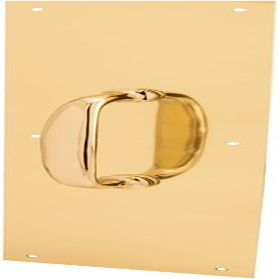 Prime-Line J 4578 Door Pull Plate with Handle, Polished Brass, 4 In. X 16 In. (Single Pack)