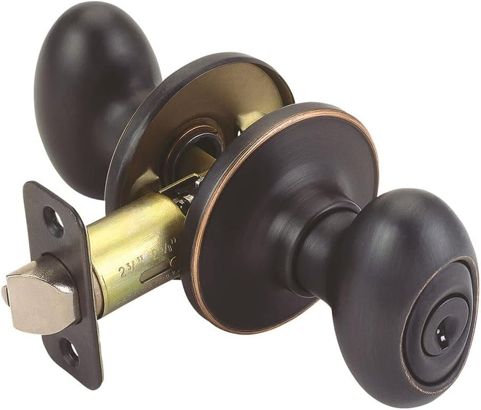 Design House 750596 Egg Keyed Entry Door Knob, 6"L X 2.6"W, Oil Rubbed Bronze