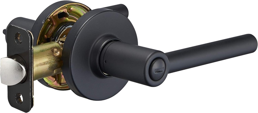 Amazon Basics Contemporary Madison Door Lever - Privacy - Matte Black,Pack of 6, 6 Count Total