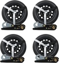 Munirater 4 Pack Universal Silver Tie down with Snap Hooks Anchors Lasso Style Wheel Chock Tie down Strap Kit 3,300 Pound Working Load 2 Inch X 96 Inch