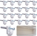 Sfcddtlg 25 Pcs White down Wall Clips- Wire Shelf Brackets Loop Clips- Closet Maid Support Brackets- Plastic Closet Shelves Clips Screws and Expansion Tubes for Wire Shelving