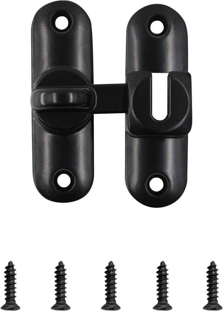 90/180 Degree Barn Door Lock, 3.15Inch Flip Sliding Door Latch, Safety Slide Door Lock for Bathroom, Garage, Window, Outdoor(Black)