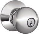 SCHLAGE F51A ORB 625 Orbit Knob Keyed Entry Lock, Bright Chrome