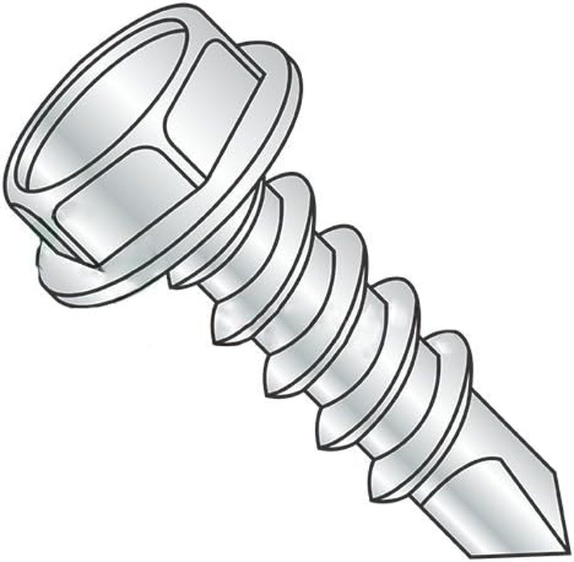 #10-16 X 1 1/2" Self Drilling Screws, Steel, Zinc Plating, Indented Hex Washer, Unslotted, 3 Point, Type BSD (Quantity: 3000 Pcs)
