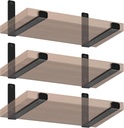 6 Pack - 11.25"L X 6"H X 1.5"W J Lip Shelf Brackets Rustic Farmhouse Iron Wall Floating Shelf Bracket Metal Shelf Bracket Industrial Shelf Supports with Screws Black