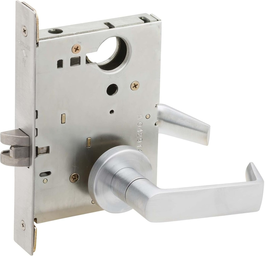 SCHLAGE L9010 06A 626 Series L Grade 1 Mortise Lock, Passage Function, Keyless, 06A Design, Satin Chrome Finish