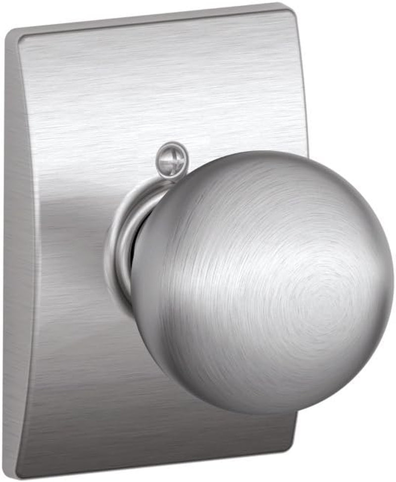 SCHLAGE Orbit Knob with Century Trim Non-Turning Lock, Satin Chrome (F170 ORB 626 CEN)