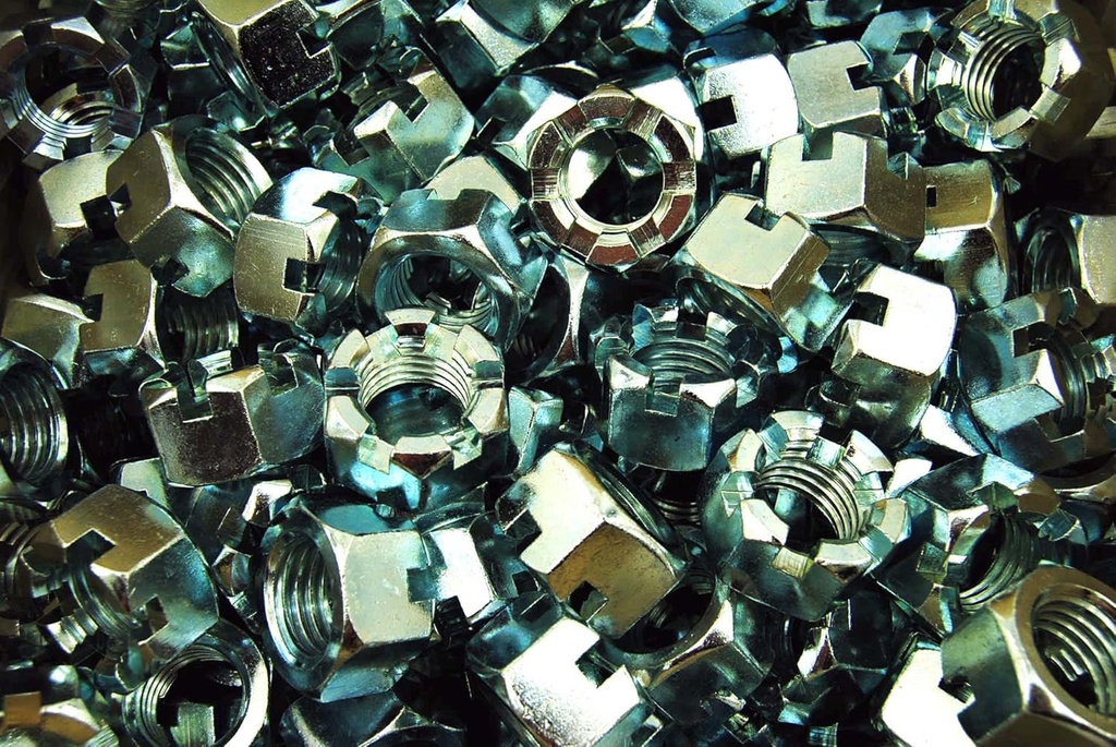 (15) Slotted Hex Castle Nuts 1"-14 Fine Thread Zinc Plated 1-14