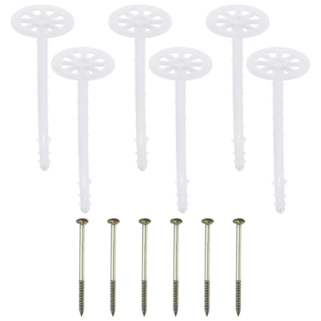 PATIKIL 182Mm Perforated Insulation Pins, 30 Pack Insulating Nails Wall Plug Plastic Expansion Bolt for Fixing Foam Boards to Masonry Wall or Ceiling