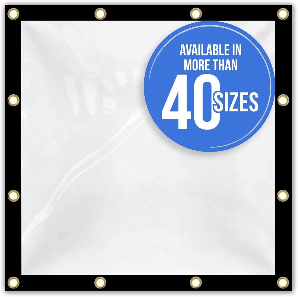 Covers & All Outdoor Clear Vinyl Tarp with Grommets, 18 Oz Clear PVC Tearproof Tarpaulin, Perfect for Indoor & Outdoor Use (6’ H X 8’ W Feet, Clear)
