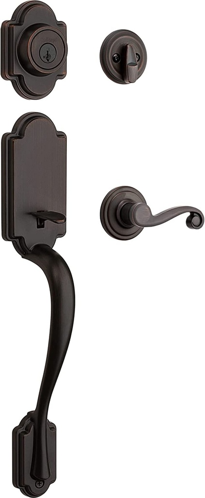 Kwikset 98001-123 Arlington Single Cylinder Handleset W/Lido Lever Featuring Smartkey in Venetian Bronze