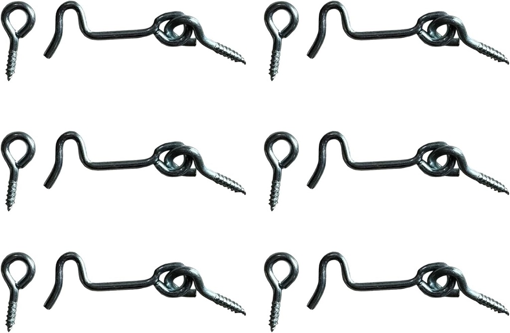 6 Pieces 1.5 Inches Carbon Steel Window Lock Cabin Hook Barn Door Latch Hook & Eye Door Latch Eye Latch for Window Gate Shutters Barn Door