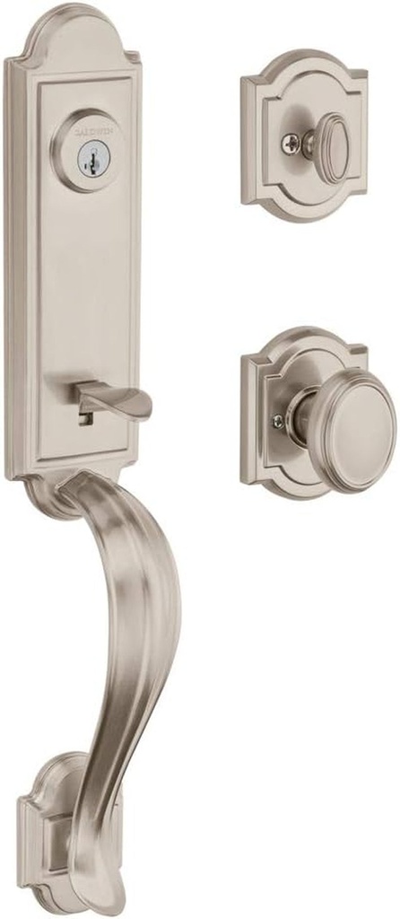 Baldwin Avendale, Front Entry Handleset with Interior Knob, Featuring Smartkey Deadbolt Re-Key Technology and Microban Protection, in Satin Nickel