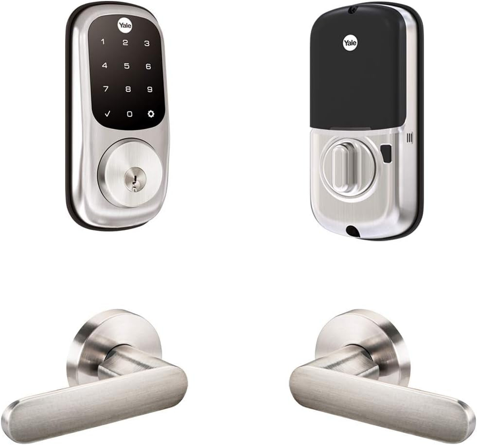 Yale Assure Lock Wi-Fi Touchscreen Smart Lock with Kincaid Lever - Compatible with Alexa, Hey Google and Apple Homekit, Satin Nickel