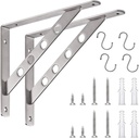Heavy Duty Shelf Bracket, 12" Stainless Steel L Bracket Shaped Solid Shelf Support Corner Brace Joint Right Angle Bracket, Max Load: 440 Lb Floating Shelves Brackets Pack of 2