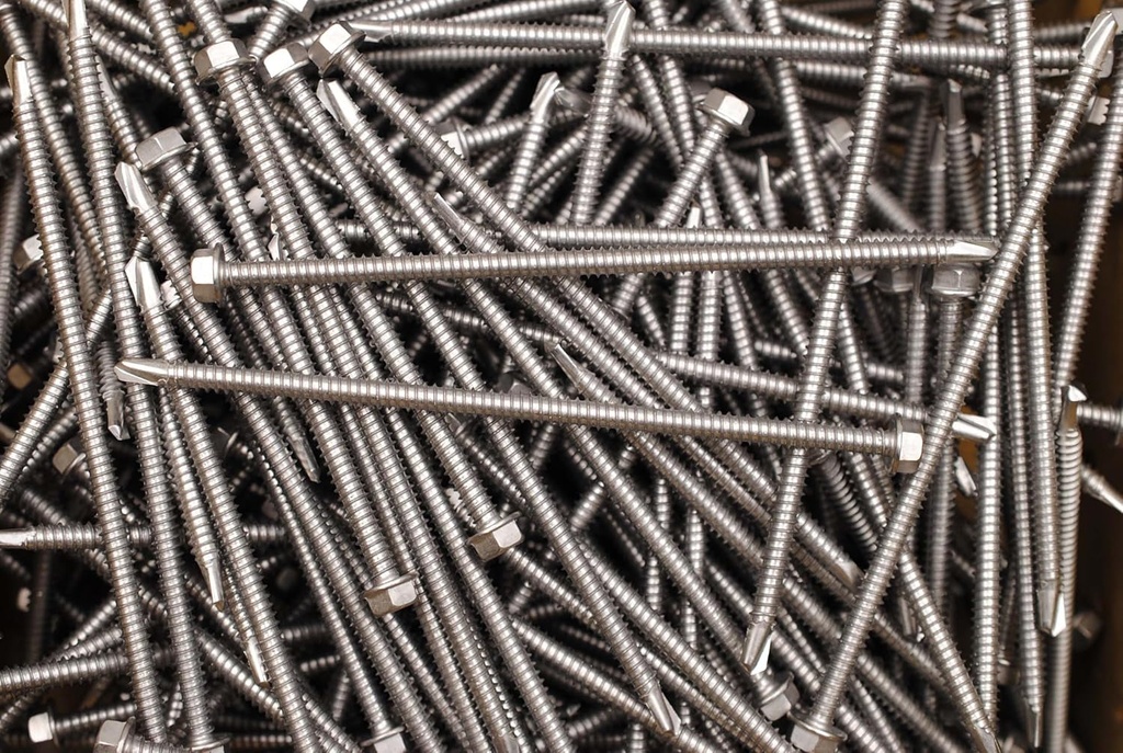 (50) Stainless Hex Washer Head 1/4 X 6 Self-Drilling Tek Screw IHW 410 Steel