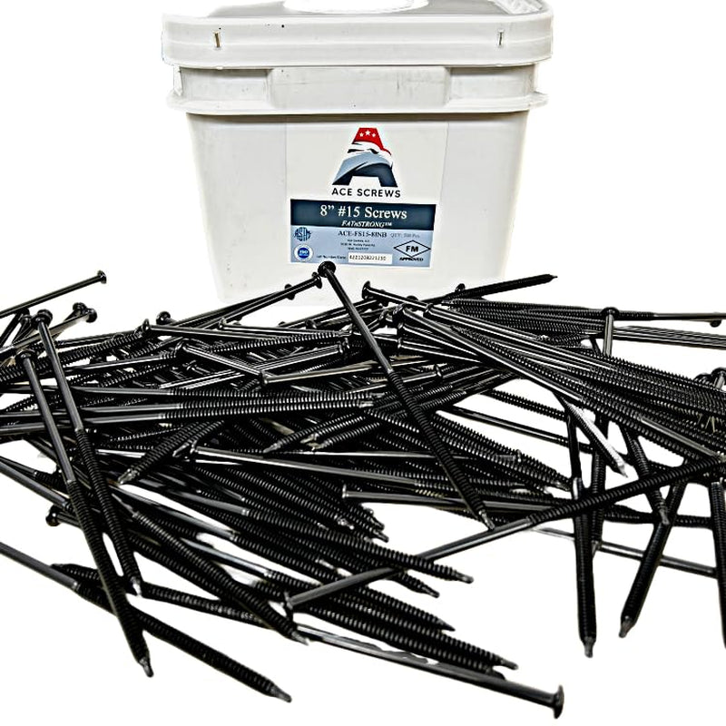 Ace Screws #15 8” (500Pc) FM Approved Commercial Roofing Fasteners Black, Self Tapping into Metal and Wood Roof Decks, EPDM, TPO, Insulation, Goes with Ace Screws Plates to Meet All Roofing Tasks