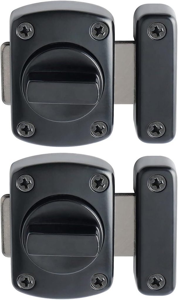 Alise Gate Latch Slide Bolt Latches Lock,Safety Double Sided Rotate Gate Hardware,Black Finish(Pack of 2)