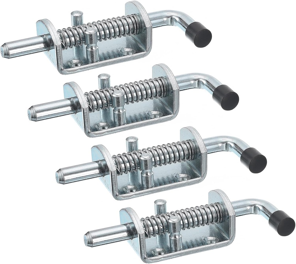 Uxcell Barrel Bolt Latch, 4Pcs 12X135Mm - Carbon Steel Galvanized Spring Loaded Gate Latch Pin, Sliding Door Lock for Trailer Doors Cabinets Chests Tailgate (Silver)