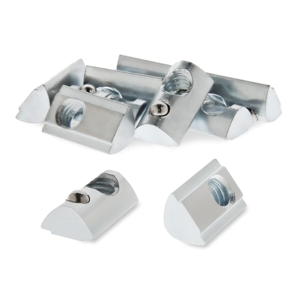 8020, 13040, 15 40 Series 5/16-18 Steel Self Aligning Roll in T-Nut with Ball Spring - T Slot Accessories for 80/20 Aluminum Extrusion - Hardware Nuts (25 Pack)