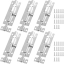 6 Packs Barrel Bolt Latch, 3" Length and 1" Wide Slide Latch Lock, Stainless Steel Gate Latch with Mounting Screws