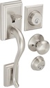 Schlage F62-ADD-PLY Double Cylinder Addison Handleset with Plymouth Interior Kno, Satin Nickel