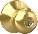 Schlage F51A PLY 605 Plymouth Door Knob, Keyed Entry Lock, Bright Brass