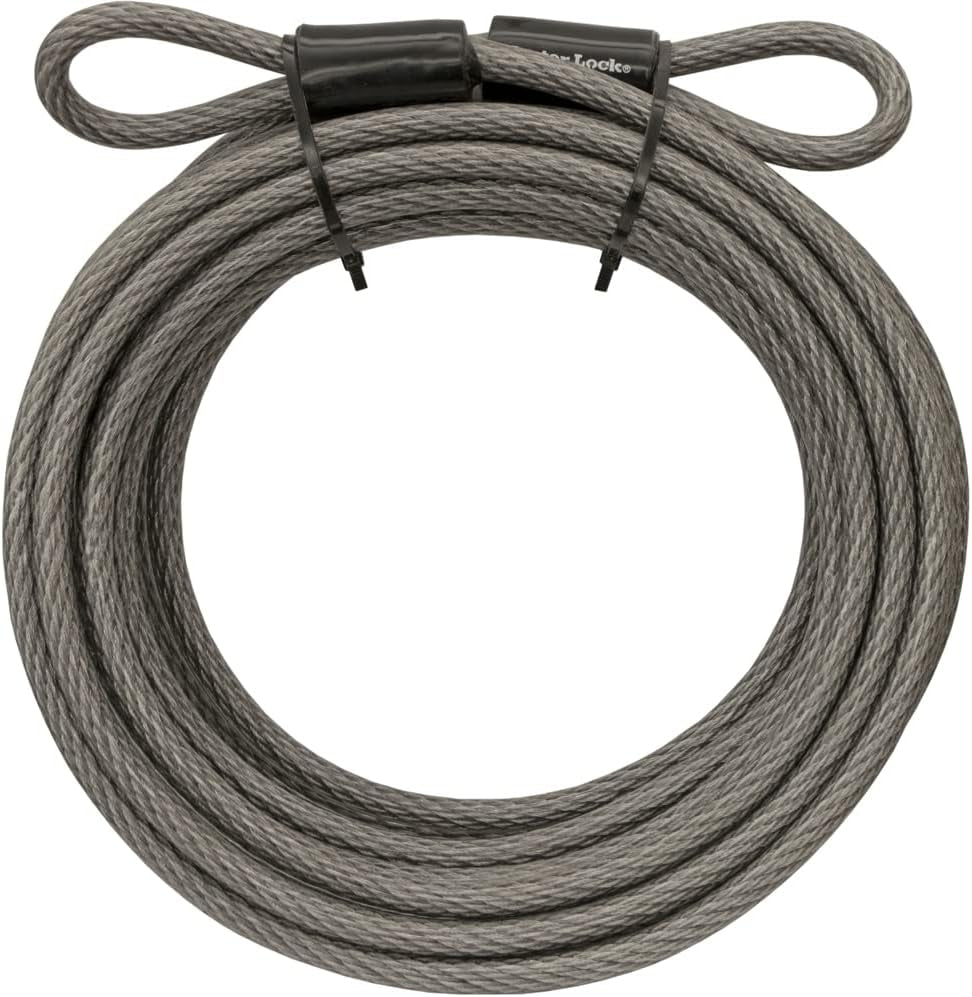 Master Lock Steel Bike Lock Cable, 30 Ft. Long X 3/8 In. Diameter Vinyl Coated Cable with Looped Ends, 70Dcc,Gray
