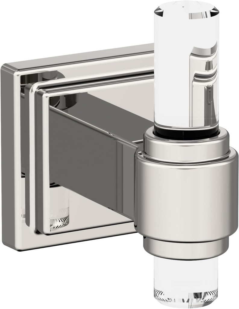 Amerock BH36060CPN | Clear/Polished Nickel Single Robe Hook | 2-15/16 In. (75 Mm) Length Towel Holder | Glacio | Towel Hook for Bathroom | Bathroom Hardware | Bath Accessories