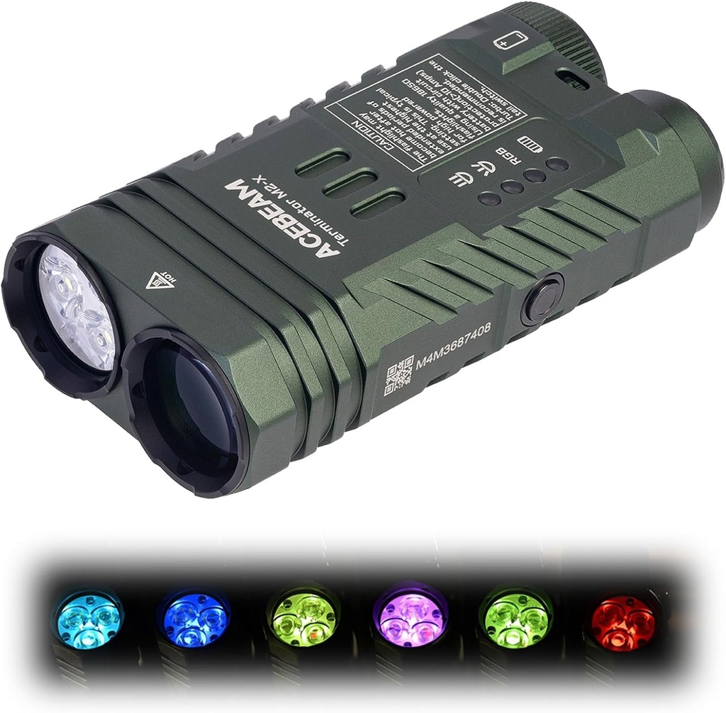 ACEBEAM M2-X Flat Flashlight 3200 High Lumens Multiple Light Sources EDC Lights with Spotlight Floodlight and Seven-Color Mix Light, Versatile Rechargeable LED Flashlight for Camping, Emergency, Home