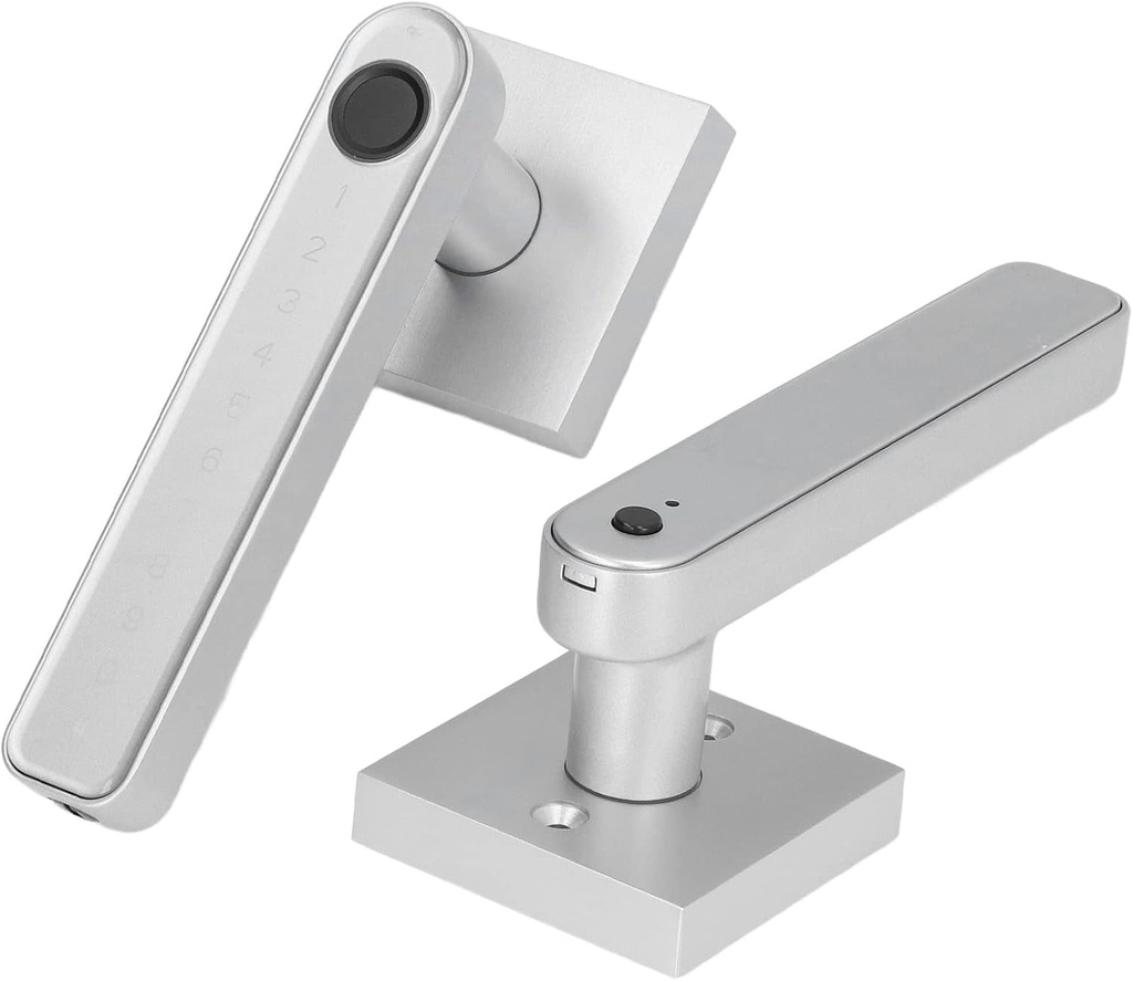 Fingerprint Door Lock Square Lock Semiconductor Technology One Step Access Smart Fingerprint Lock with App(Silver)
