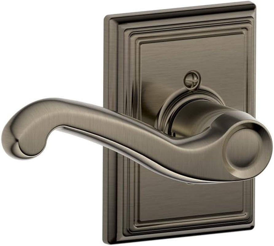 SCHLAGE Flair Left Handed Lever with Addison Trim Non-Turning Lock, Antique Pewter (F170 FLA 620 ADD LH)