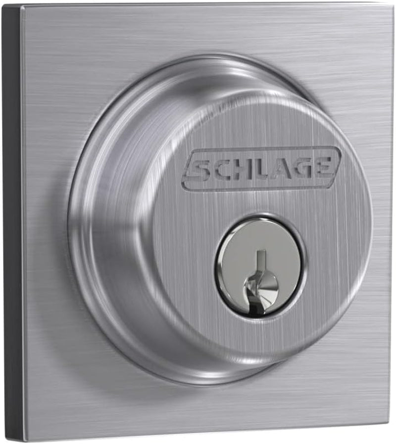 Schlage B60 N COL 626 Deadbolt with Collins Trim Keyed 1 Side, Highest Residential Security, Satin Chrome