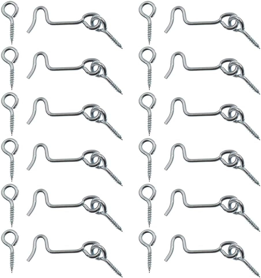 12Pcs 1.5 Inch Cabin Hook and Eye Latch with Mounting Screws, for Wood Gate Door Swivel Window